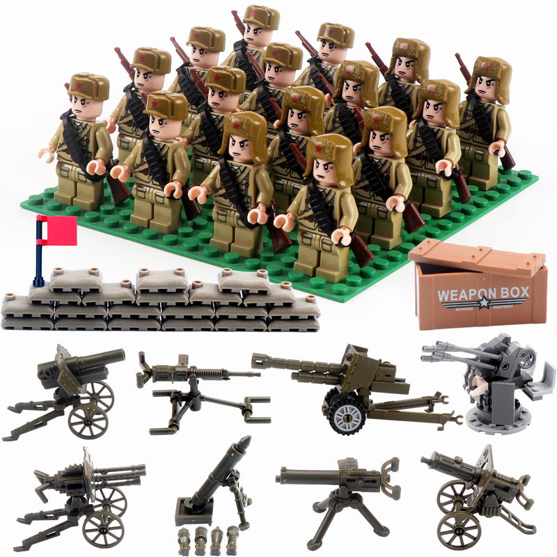 WW2 Military Building Blocks Set with 16 Mini Figures and Heavy Weapons ...