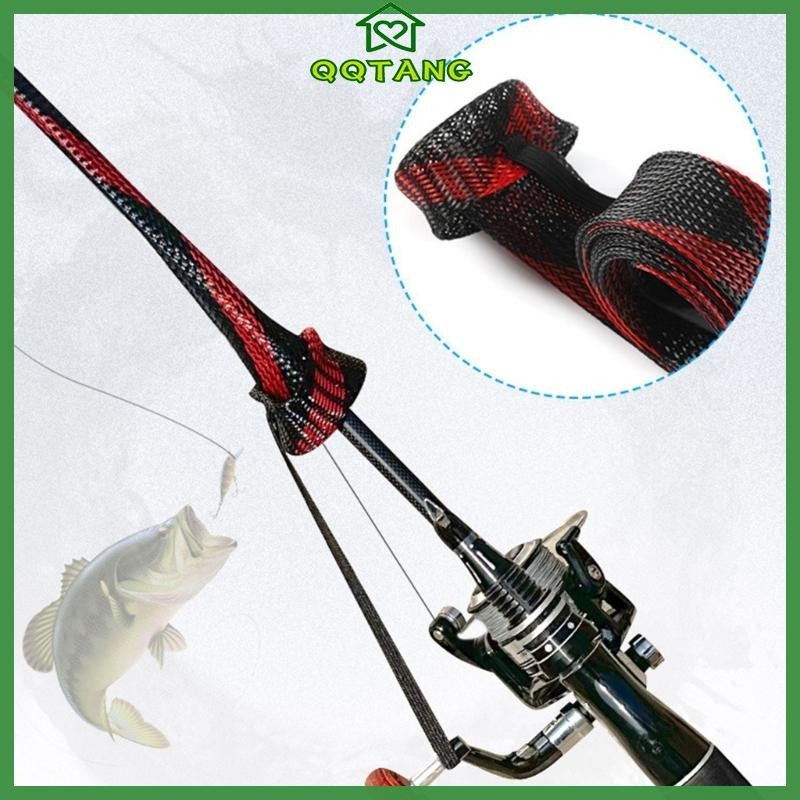 QQ* Fishing Rod Cover Sleeve Braided Mesh Fishing Rod Gloves