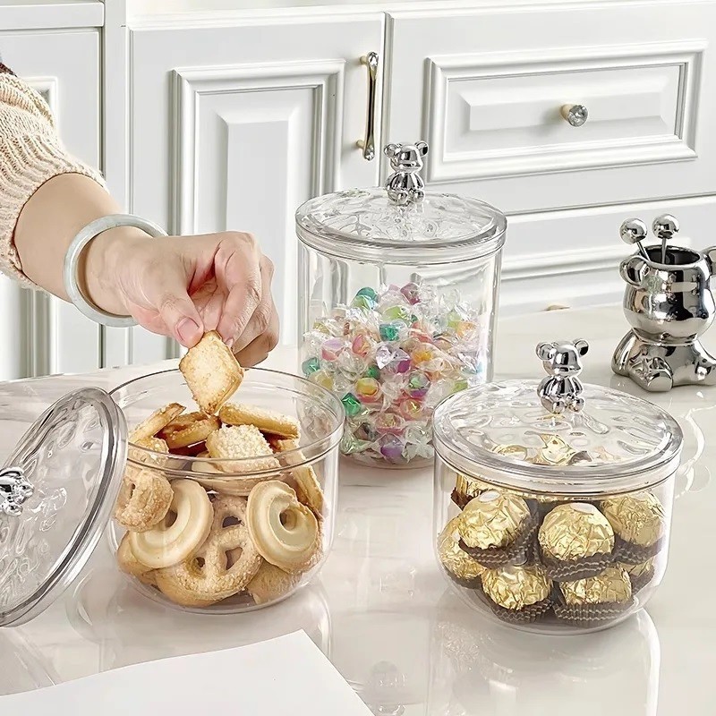 Transparent Candy Snack Storage Jar Bear Food Container With Airtight ...