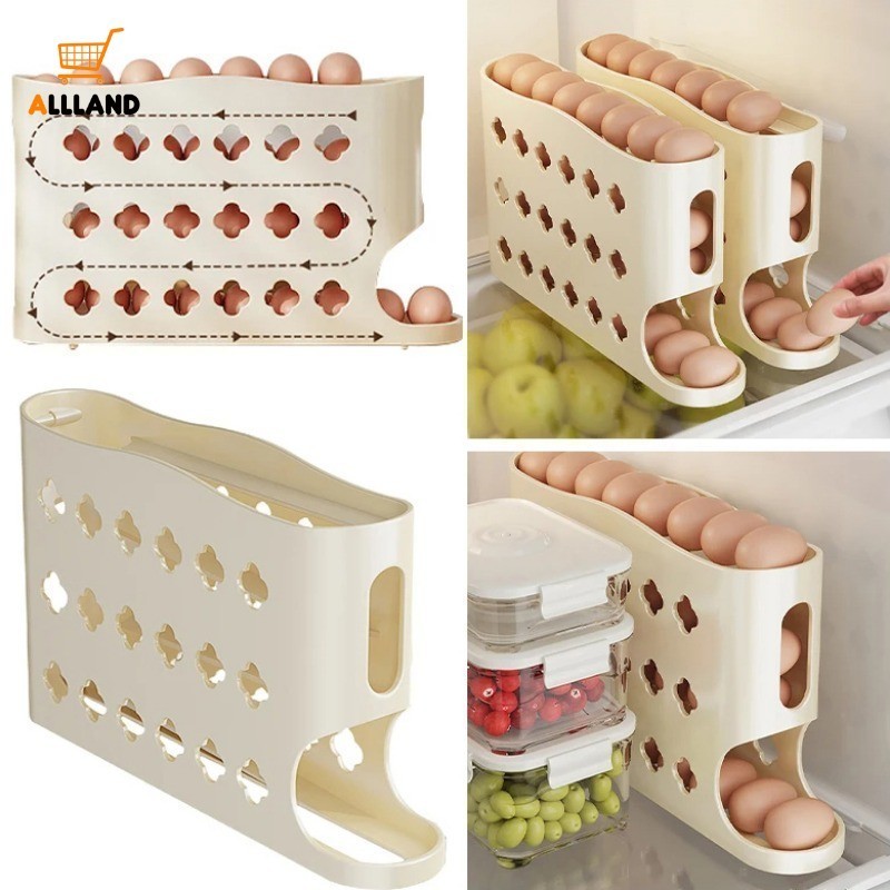 Kitchen Automatic Scrolling Eggs Rack - 4 Floors Ladder Type Slide Eggs ...