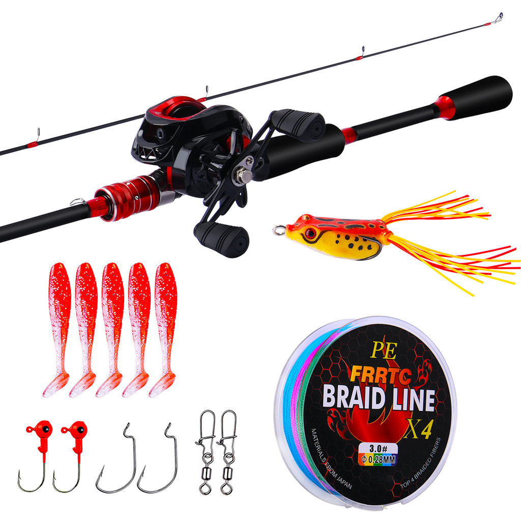 Fishing Set Fishing Rod Fishing Reel 1.6m/1.8m ML Power Carbon Casting ...