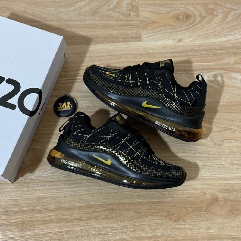 Nike AIR MAX 720 BLACK GOLD RUNNING SNEAKER Shoes Shopee Malaysia