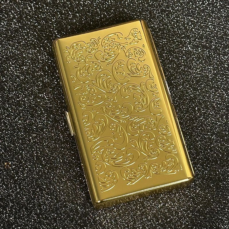 cigarette case shopee Metal High-End Cigarette Case Compression-Resistant Moisture-Proof Flip  Storage Box Floral Fragrance Ultra-Thin Men