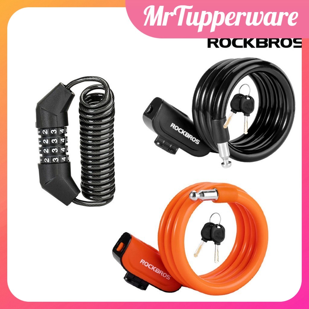 (CUT RESISTANT) TPW RockBros Bicycle Lock Passcode Lock Key Lock Anti ...