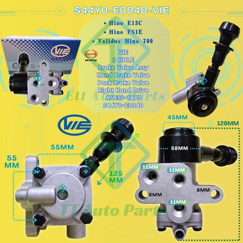 Hand Brake Valve / Injap Brek Tangan (3 Hole) (Right Hand Drive) Hino ...