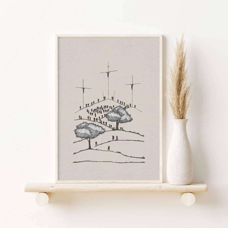 Crucifixion of Christ Old Rugged Cross Jesus Art Bible Verse Poster ...