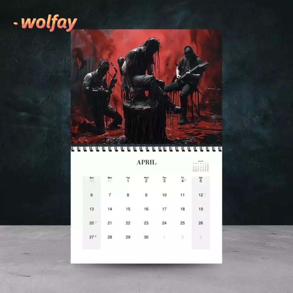 WOLFAY 2025 Calendar, 2025 Hangable Punk Art Calendar, Creative Paper