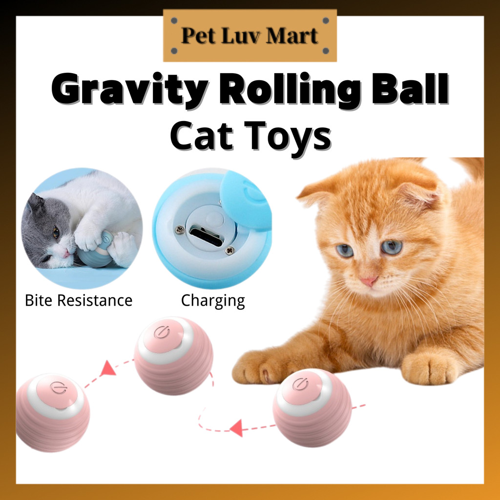 Cat Toy Rechargeable Smart Gravity Cat Teasing Smart Rotating Rolling Ball Automatic Electric Mainan Kucing Bola Shopee Malaysia