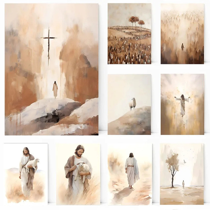 Christian Posters of the Bible, 99 Parable of the lost sheep, painting ...
