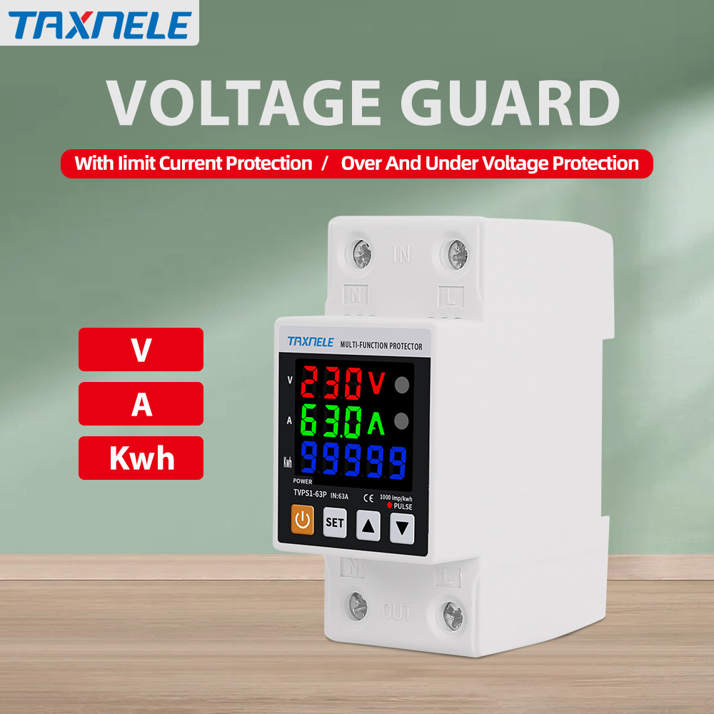 Din Rail Dual Display Adjustable Over Voltage Current Under