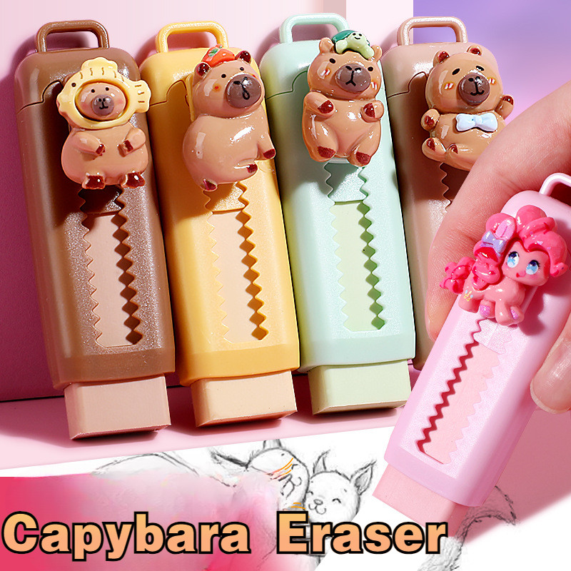 Cute Capybara Push-pull Design Cartoon Portable Rubber Eraser Cute ...
