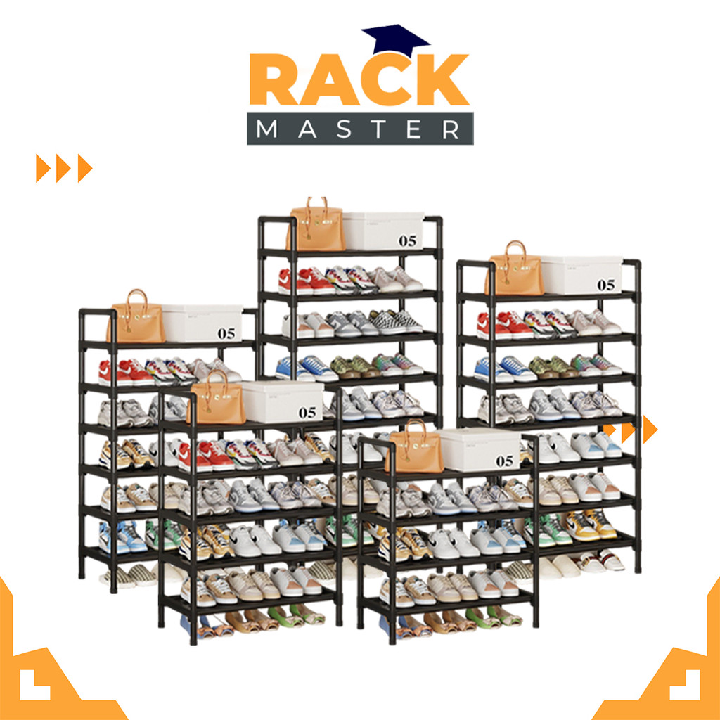 𝗥𝗔𝗖𝗞 𝗠𝗔𝗦𝗧𝗘𝗥 Floor-Standing Shoe Rack Metal 3/4/5/6/7/8 Layer Tidy Shoe ...