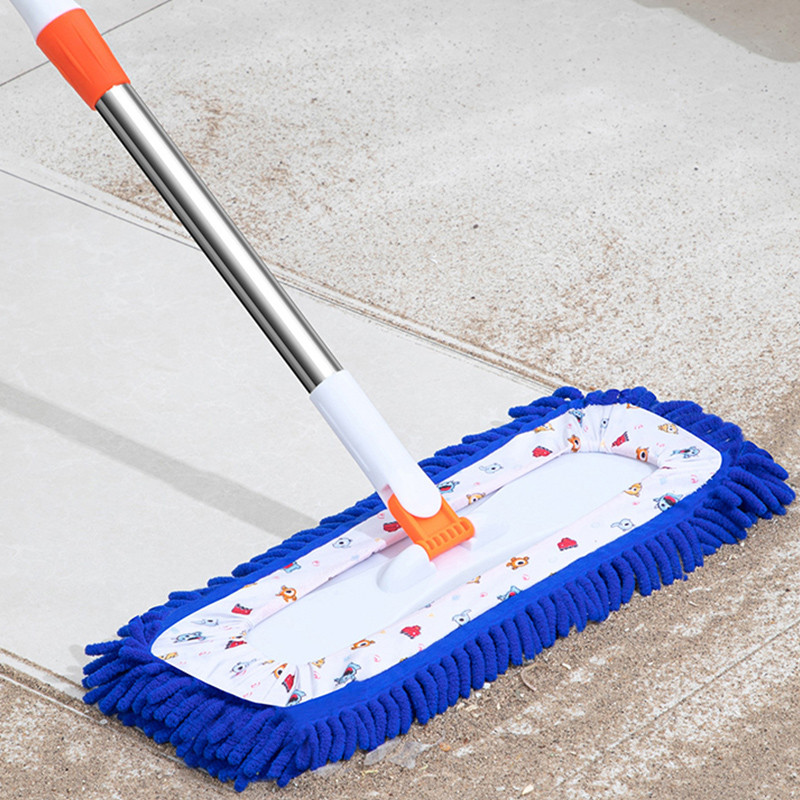HOMENHOME Polymer Chenier flat mop with enlarged panel for both dry and ...