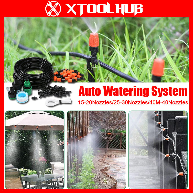15/25/40M Garden Auto Watering System Outdoor Cooling Misting Nozzle ...
