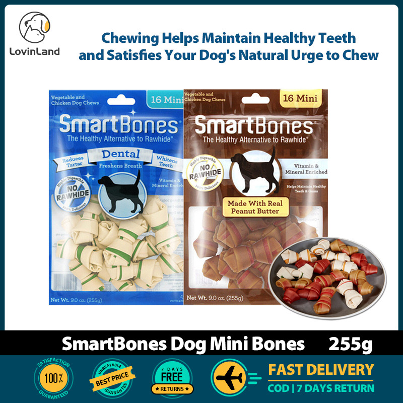 SmartBones Pet Mini Bones Dog Treats Real Chicken Rawhide Free Chews ...