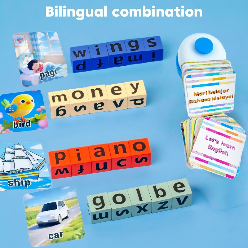 Kids English Malay 26-Letter Blocks – Game Word Spelling Parent-Child ...