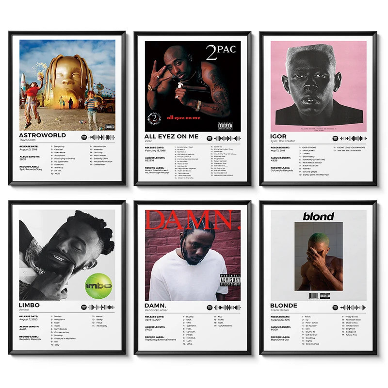 Music Album Covers Poster Rapper 2Pac,Travis Scott Hiphop Singer Album ...