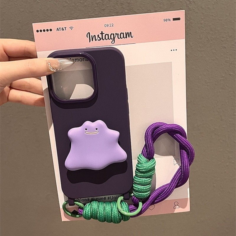 Luxury Purple Little Monster Stand Silicone phone case for