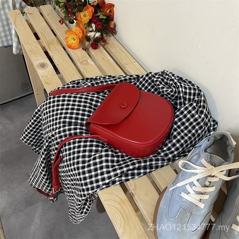 [Produk baru] Beg pelana retro merah, beg gaya Korea wanita, beg gula ...