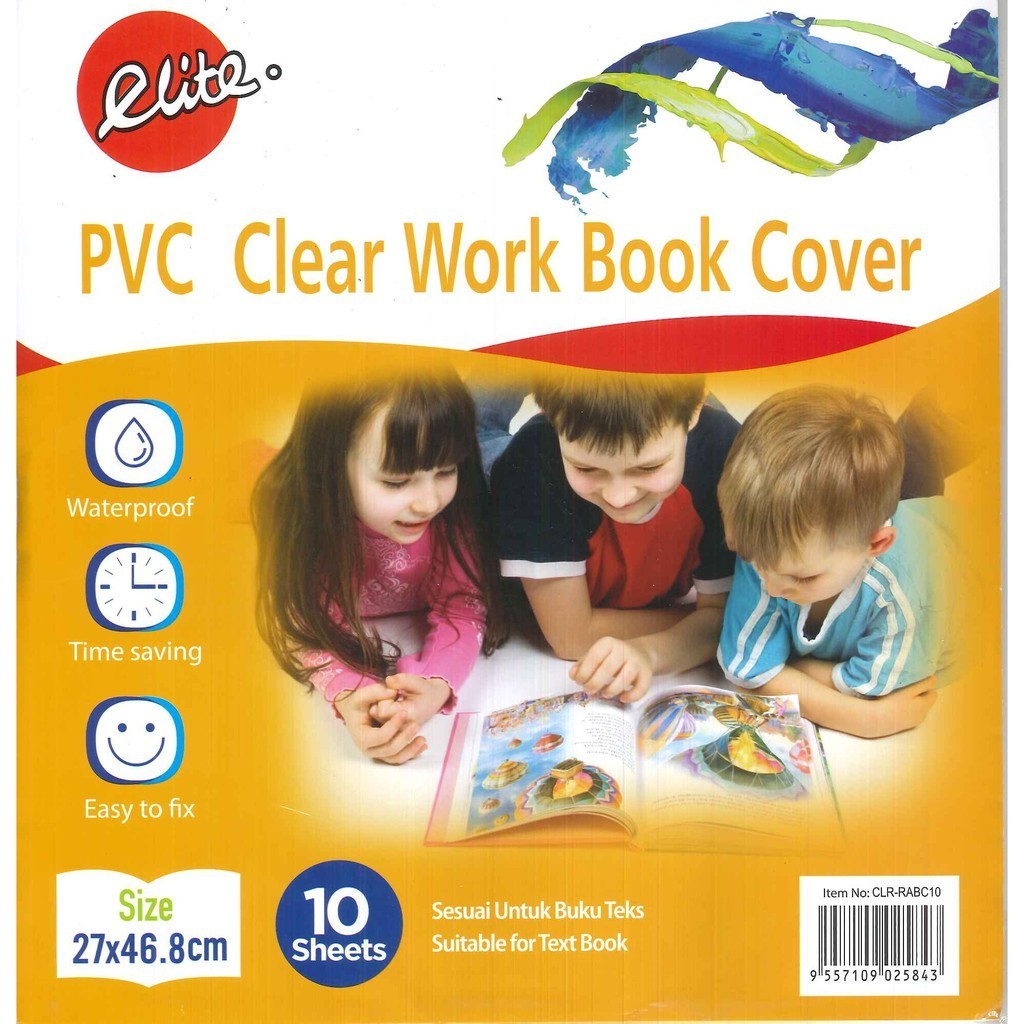 ELITE ( CLR-RABC10 ) PVC CLEAR WORK BOOK COVER SIZE 27x46.8CM 10 SHEETS ...