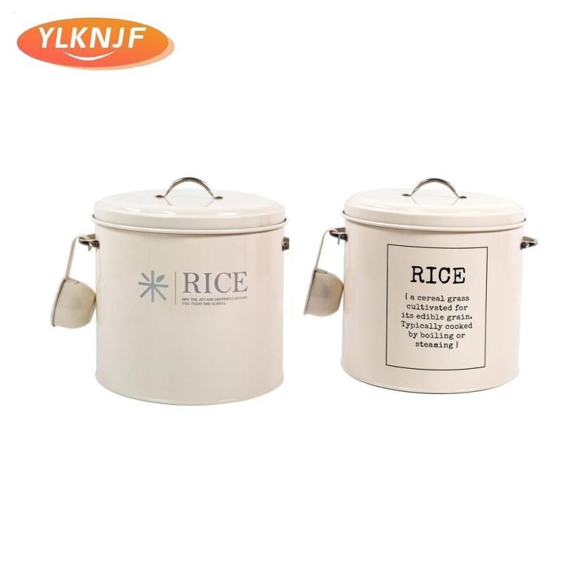 【Fast Delivered】 Iron Rice Container Round Rice Canister with Lid And ...