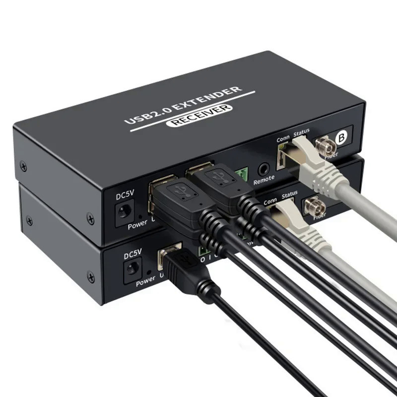 20Km USB 2.0 Fiber Extender Over FC Fiber Optic Cable 4 Port USB ...