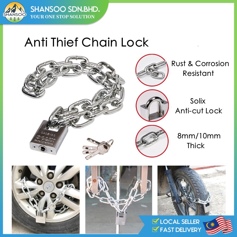 Motorcycle Chain Lock Heavy Duty Car Tyre Lock Antitheft Steel Chain