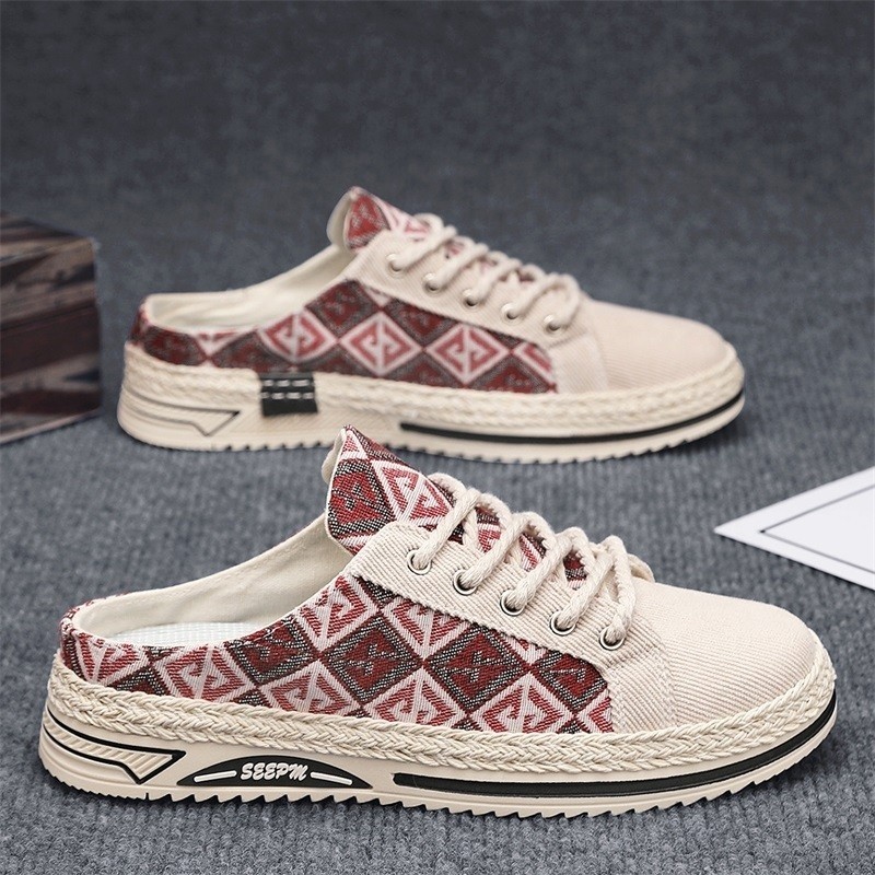 Men Summer Flat Heel Canvas Mules Size 39 44 Lace up Half Shoes Boat Shoes Youth Fashion Outdoor Casual Sneaker Shopee Malaysia