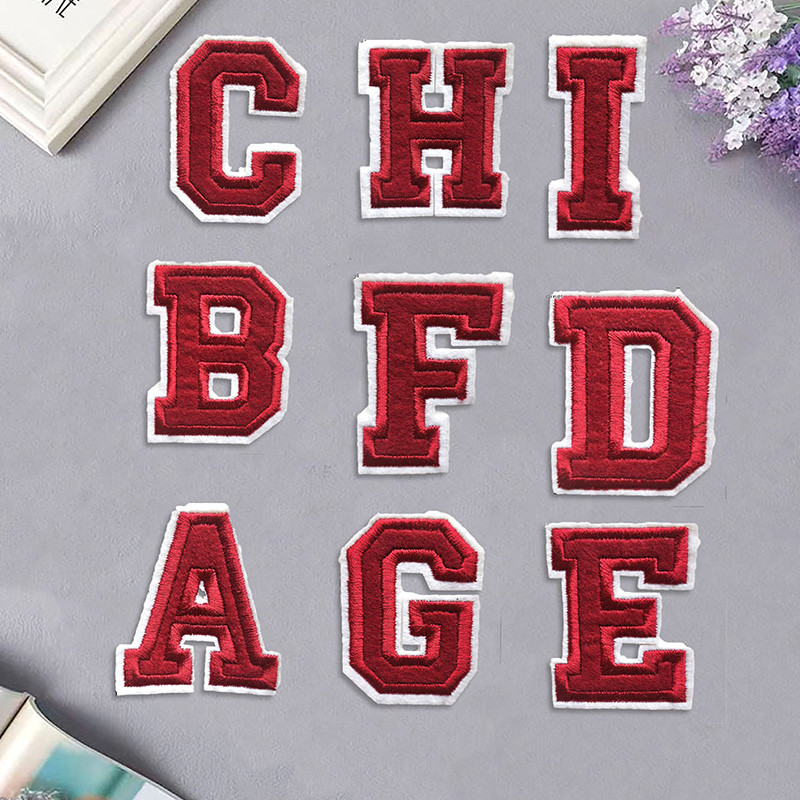 Red Letters A-Z Embroidery Patches Applique Alphabet Iron on Patches ...