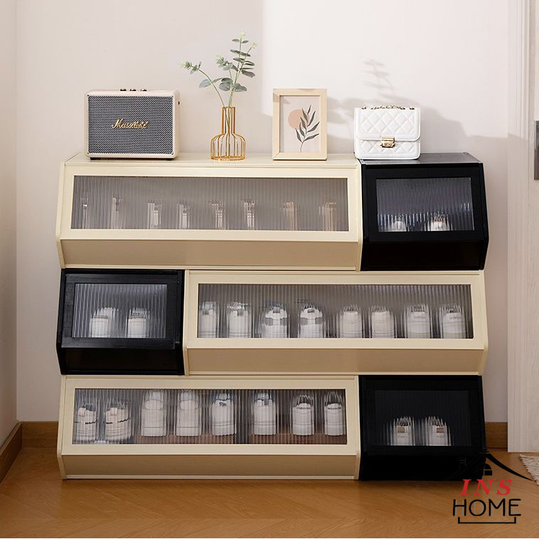 Cream Shoe Rack Multi-Layer Shoe Storage Cabinet Black/Brown/Wood Home ...