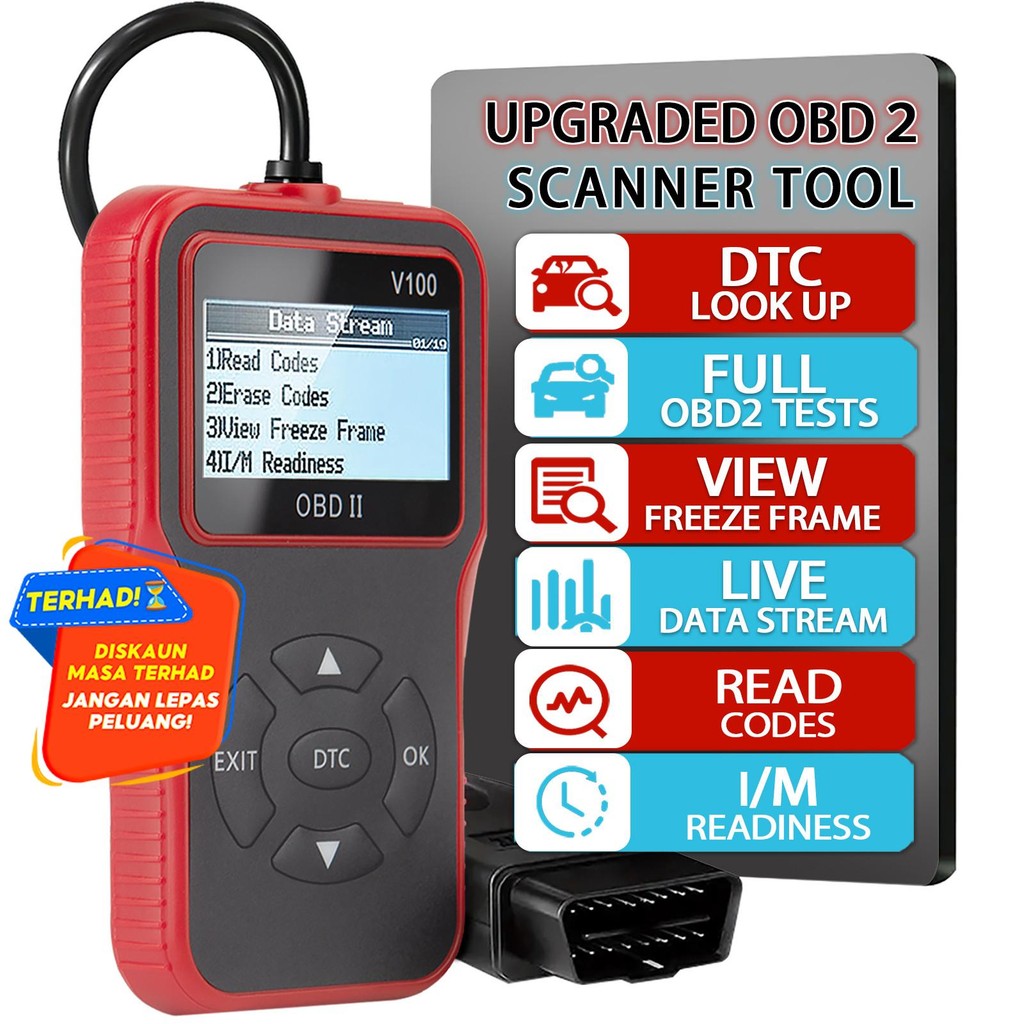 V100 Obd2 Scanner - New Model, I/m Ready, 10,000+ Dtcs, Code Read ...