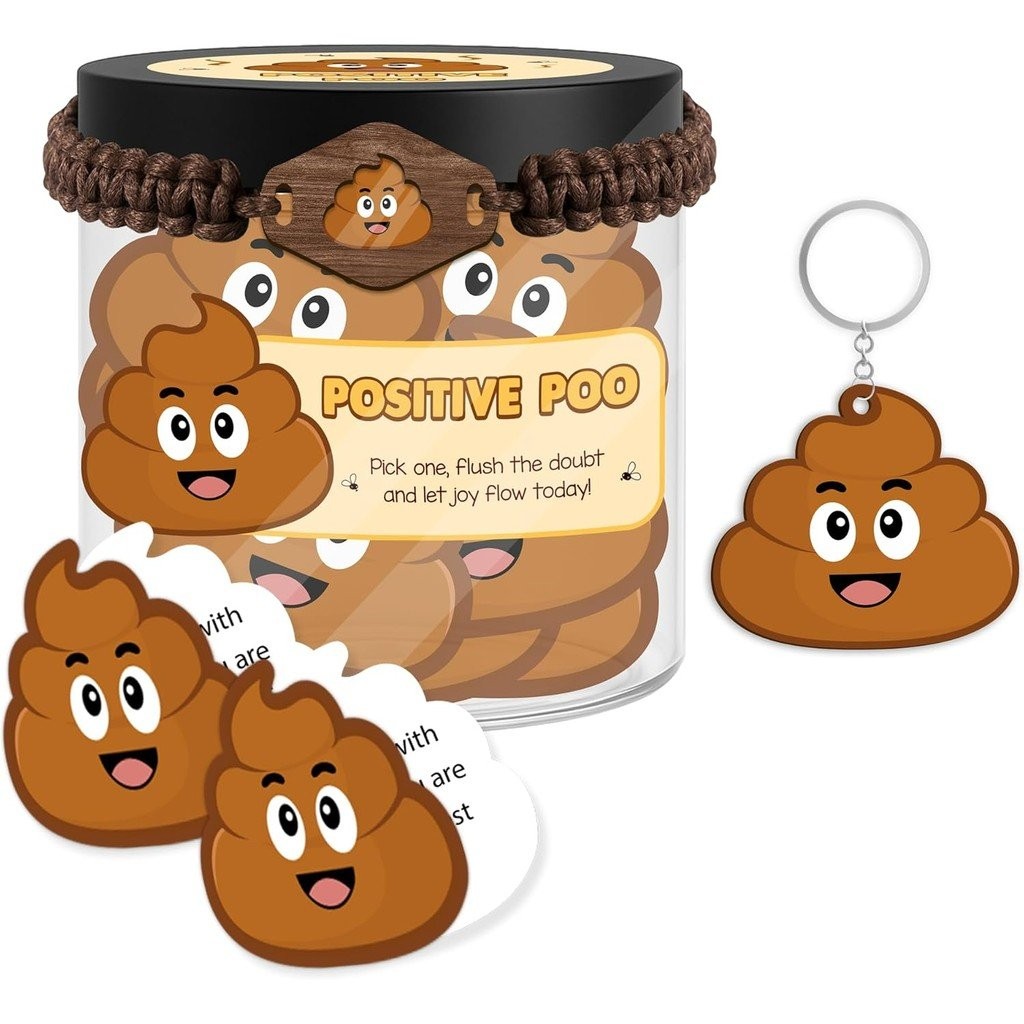 60 Positive Poo Affirmation Cards with Bracelet and Keychain, Positive ...