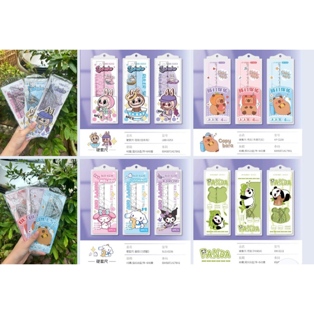 Set of 4 straight rulers, Eke, measuring student degrees printed with ...