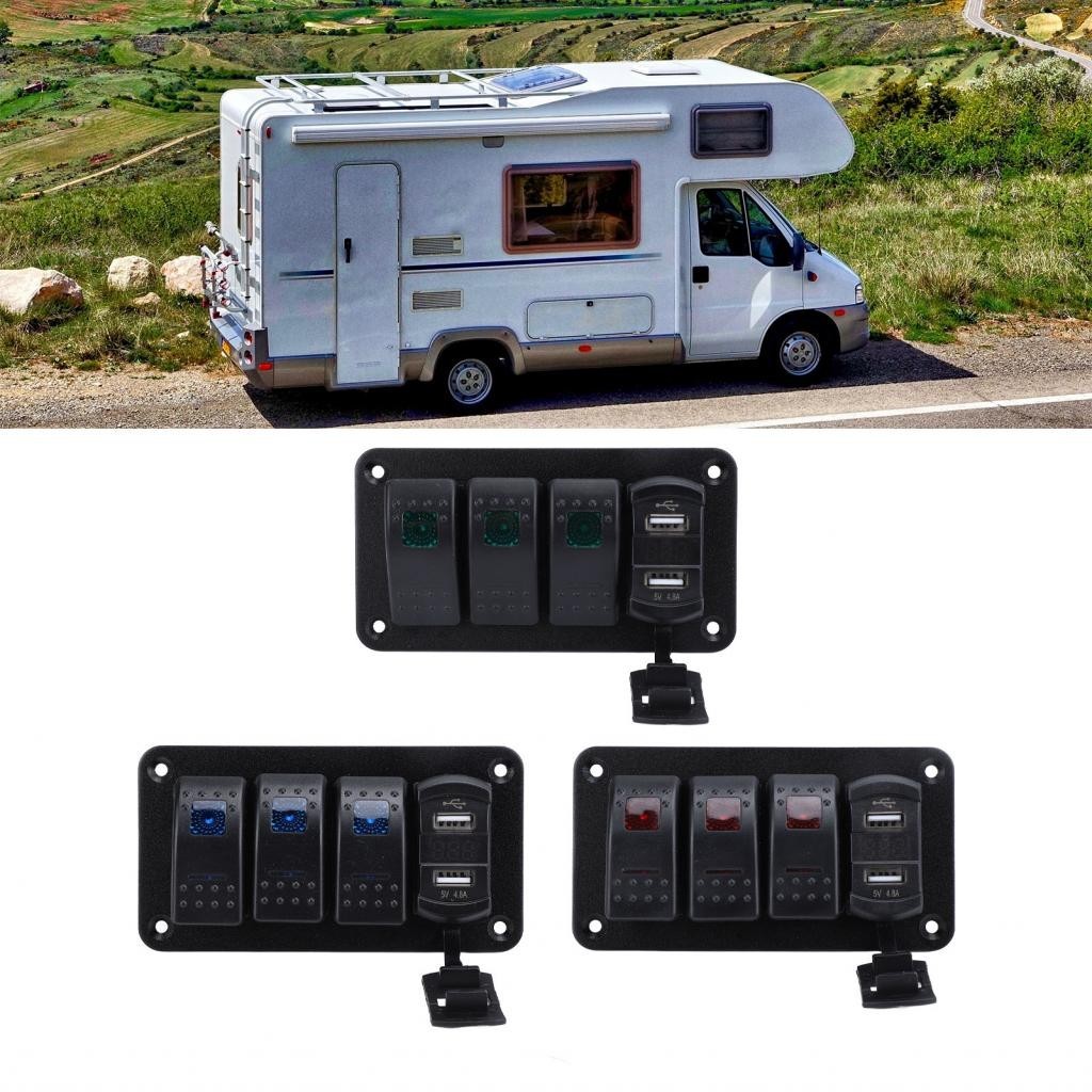 Shopp 3 Gang Rocker Switch Aluminum Panel 12V 24V Rust Proof Versatile ...