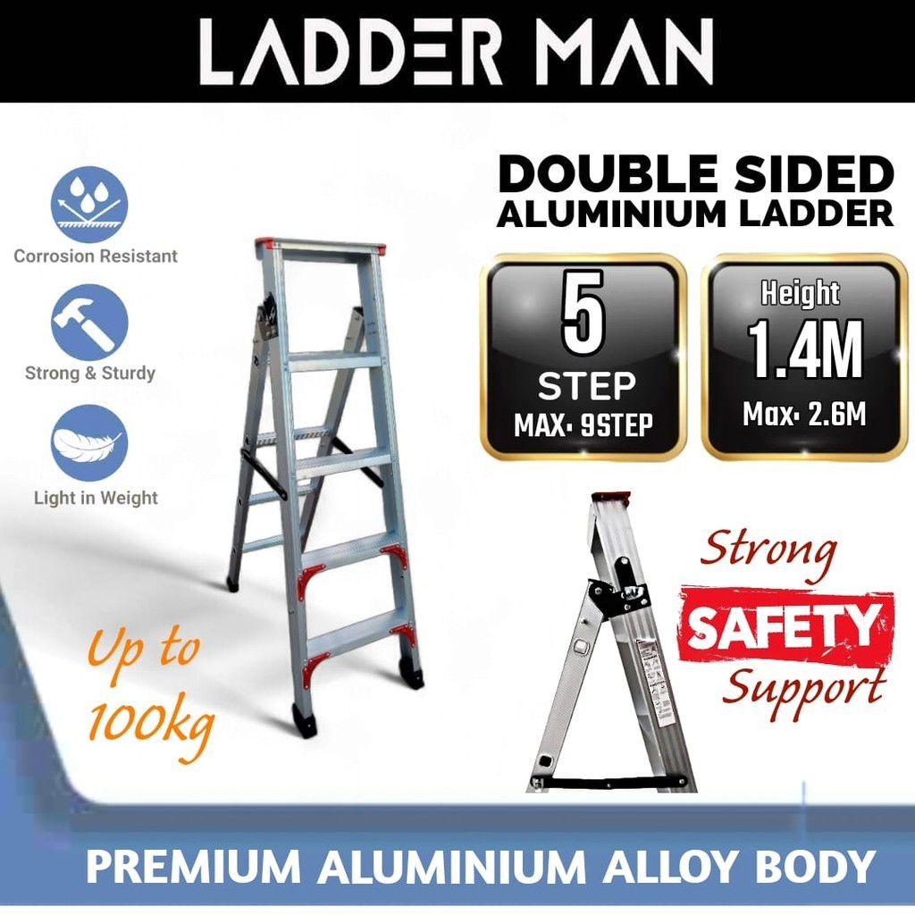 5 STEP Thickening Dual Purpose Aluminium Ladder with Strong Security ...