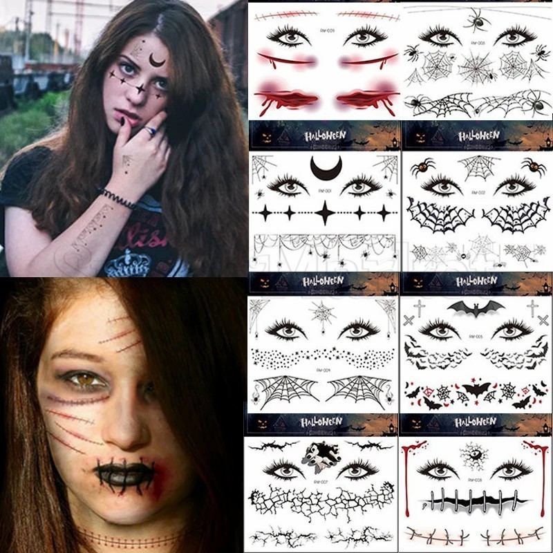 Halloween Temporary Tattoo Sticker - Makeup Party Face Fake Tattoo ...