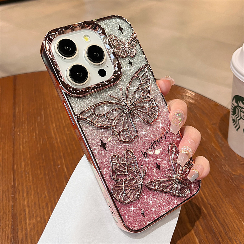 15 Pro Max Butterfly Phone Cases For Iphone 11 Gradient Glitter