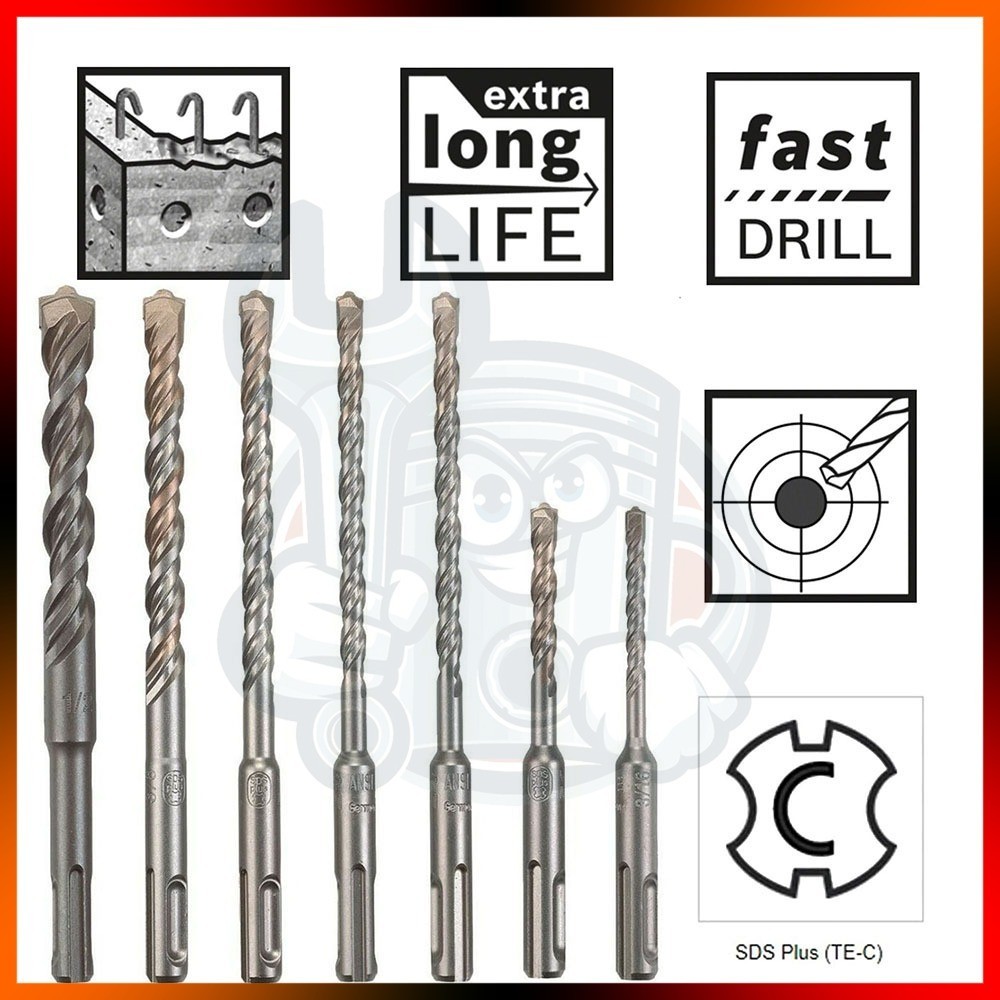 thumbnail image 2 of MAX-CRAFT 1/2x8 SDS Plus Drill Bit Set – 3Pcs Carbide Tip Masonry Bits For Concrete, Hammer Drill 2 of 3