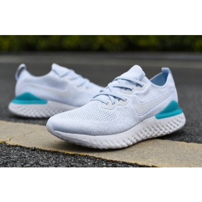 Nike Epic React Flyknit 2 White Blue shock absorber rebound breathable wear resistant fabric comfortable anti slip shock absorber