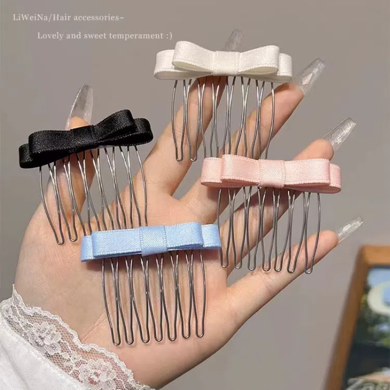 Korean Style New Bow Hair Comb Sweet Princess Hair Comb Girls Fashion ...