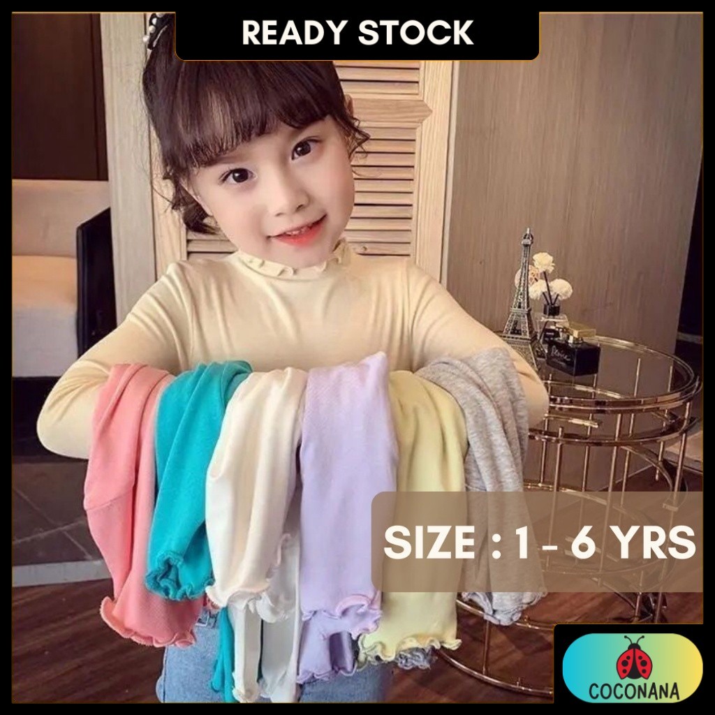 Coconana Baju Inner Wear Baby Girl 1-6Y Kids Girl Blouse Turtleneck ...