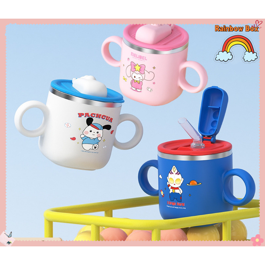 316 stainless steel baby water cup thickened antidrop double ear straw