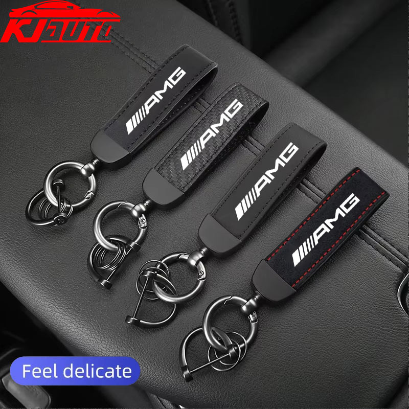 Car Suede Leather Keychain Pendant Key Chain Holder Carbon Patter Key ...