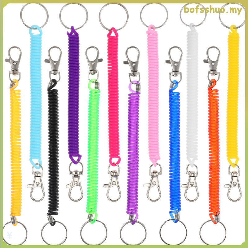 12 Pcs Key Fob Keyring Rings for Keychains Spring Cord Helical Coil ...
