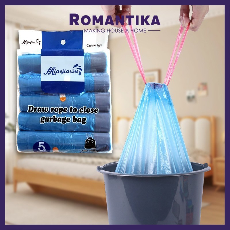 Romantika DRAW ROPE GARBAGE BAG 45*50CM 5 rolls Trash Bag Bin Liner ...