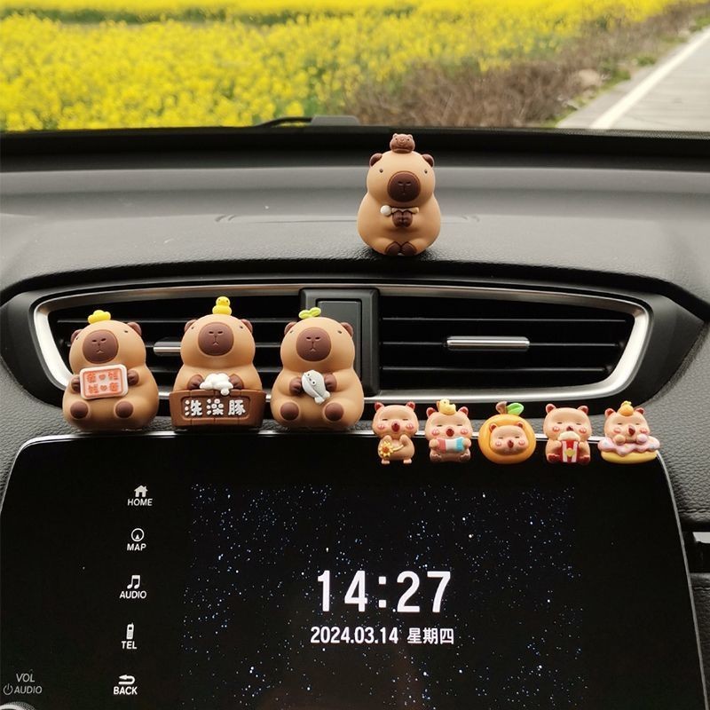 Car interior decoration ornaments cute capybara screen display center ...