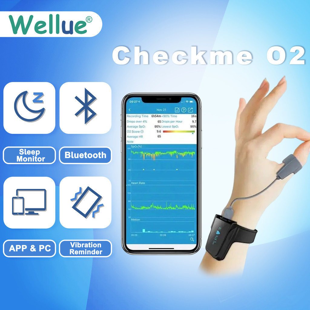Wellue Checkme O2 Wrist Oxygen Monitor Medical Portable Oximetry Sleep ...