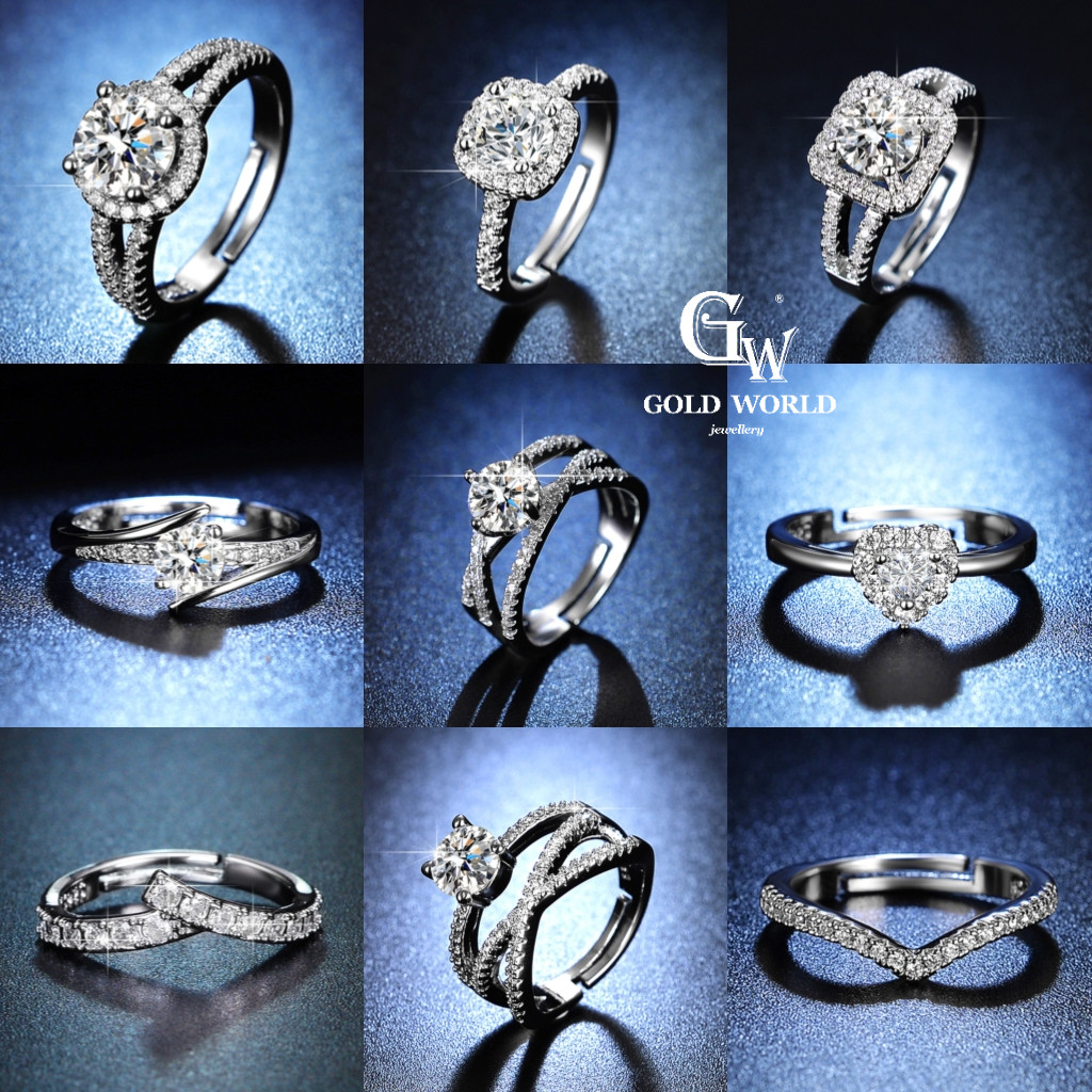 GOLD WORLD JEWELRY 925 Cincin Fashion Original Silver Diamond