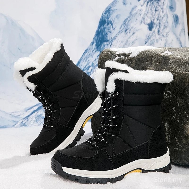 Mid Calf Winter Boots Women Men's Snow Boots, Waterproof Non-slip