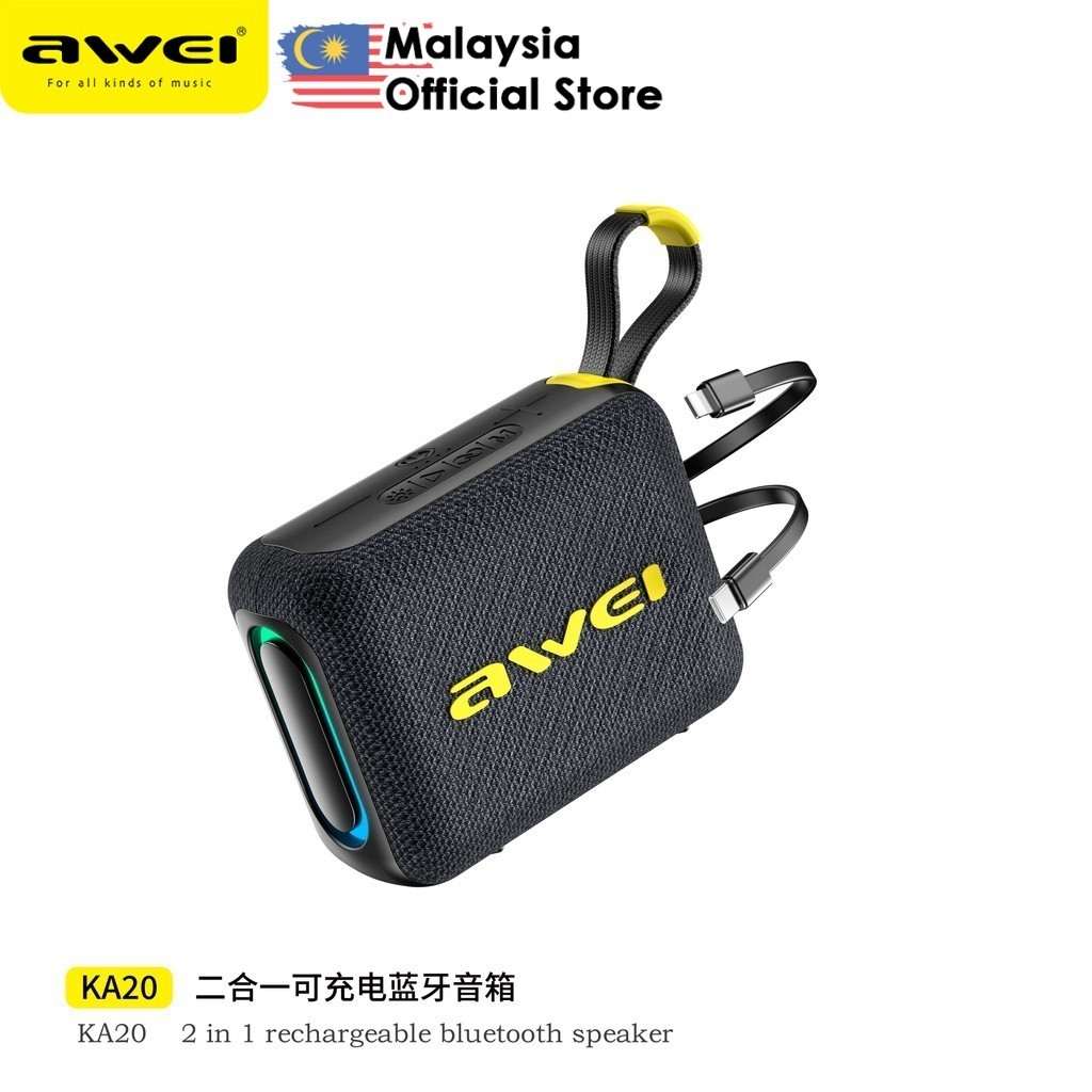 Awei KA20 Mini Wireless Speaker 2-in-1 Rechargeable Power Bank ...